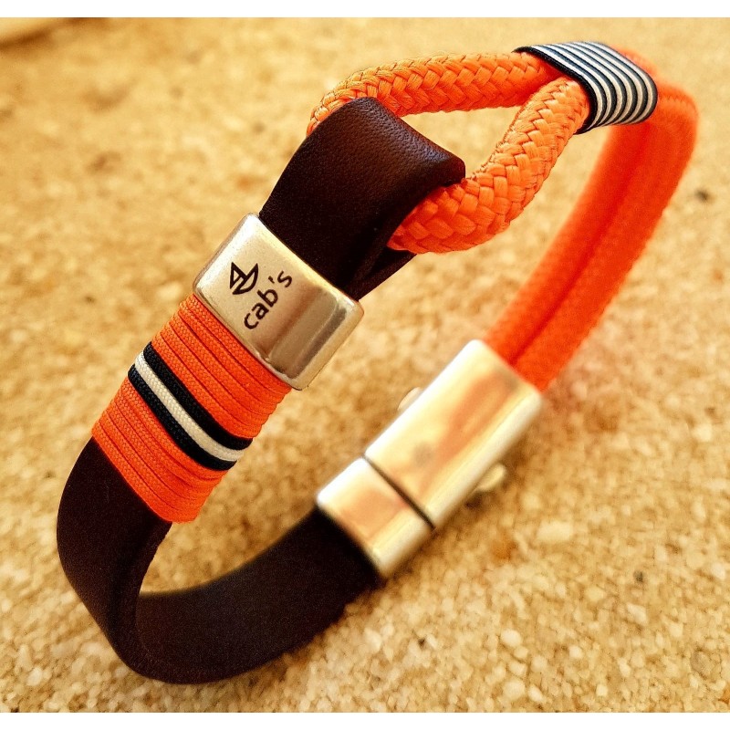 Pulsera Marina Beach Sport Sail Con Cuero Cabo N Utico Naranja Y